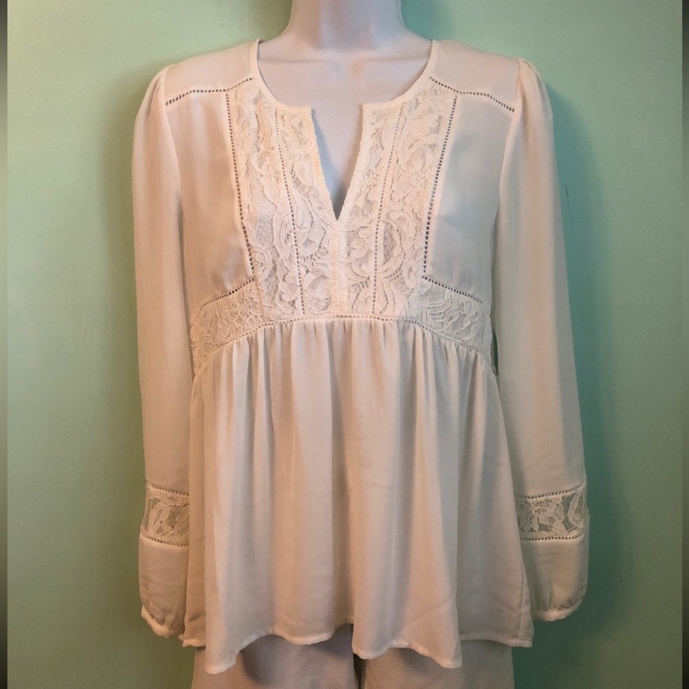 Daniel Rainn Winter White Peasant Blouse Size Small